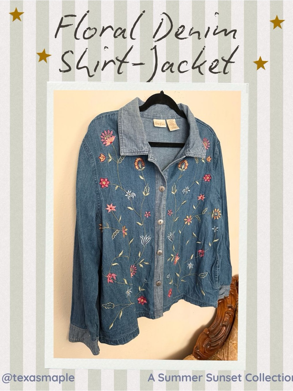 Floral Embroidered Denim Shirt Jacket